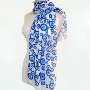Evil eyes, Greek Eye, Nazar Amulet, Scarf, Foulard, Neckwear, Blue, Indelible printed