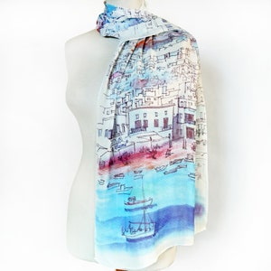 Mykonos, Chora, Cyclades, Aegean, Greece, Scarf, Foulard, Neckwear, Indelible Printed