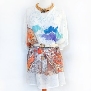 Kaftan, Caftan, Tunic, Poncho, Blouse indelible printed with Florence Cathedral