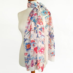 Floral pattern with large wildflowers, Scarf, Indelible printed