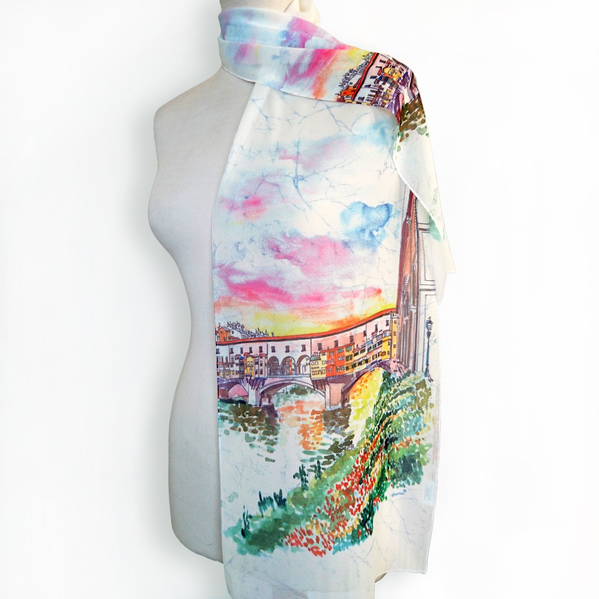 Foulard En Soie 100% Drapeau Italie, Couleur Multicolore, Court, Marque ANYIAMS, Neuf Avec étiquette
