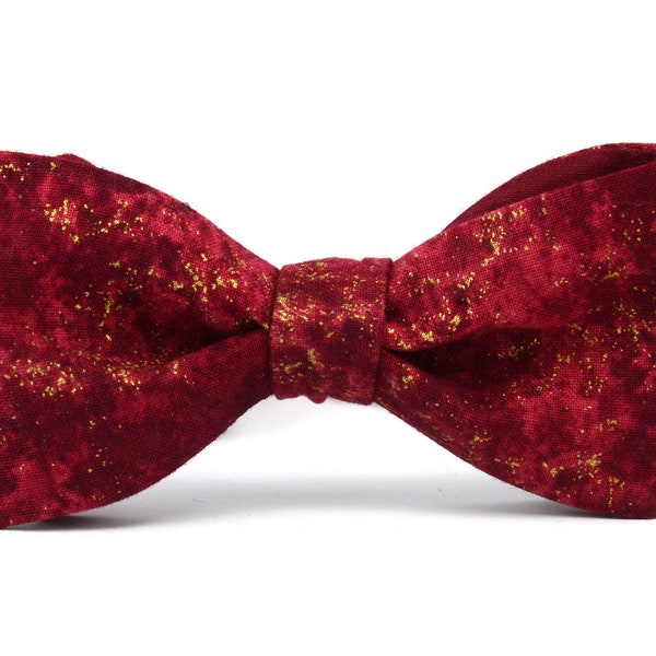 Red self tie bow tie,Double sided bow tie,Reversible bow tie,Men's Ties,Red and gold bow tie,Burgundy bowtie,custom tie,Noeud papillon doré