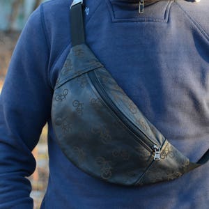 Leather Hip Bag,Belt Bag,Fanny Pack,Duck Canvas Bag,Festival Bag,Travel Bag,hipbag,Black Bag,leather waist bag,Bike Bag,Bicycle Bag