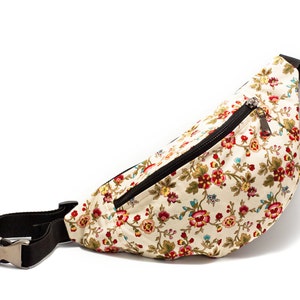 Hip Bag Flowers ,Cotton, Fanny Pack,Duck Canvas Bag,Festival Bag,Travel Bag,Hands Free Bag,Spring Look,Hipbag,Funny pack,Sac banane,