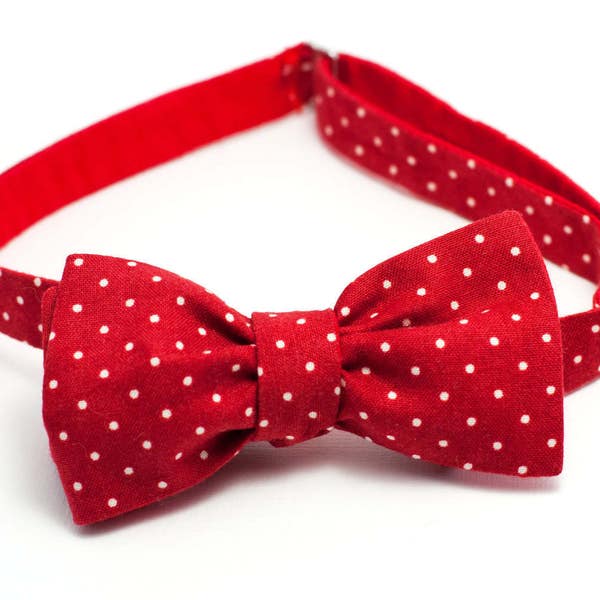 Bowtie red polka,red bow tie, bow tie red polka,bow tie of cotton,red bowtie, bow tie cotton,freestyle, double sided bow tie,red bow tie