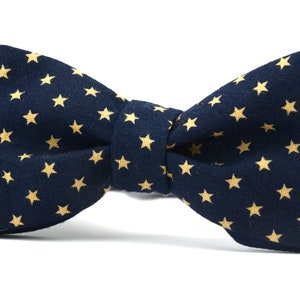 Reversible blue bow tie,Double sided bow tie,Navy blue bow ties,Bowties for men,Bowtie star,Mens blue bow tie,Noeud papillon étoile homme