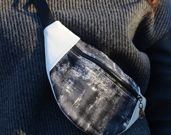 Grunge Belt Bag,Fanny Pack,Duck Canvas Bag,Festival Bag,Travel Bag,Hands Free Bag,Spring Look,Leather Fanny Pack,Funny Pack,Sac banane blanc