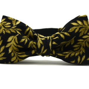 Double sided black bow tie,Black Bow Ties,mens black tie, Boy bowtie, Gold bow tie,Black and gold bow tie,Adjustable length bow tie