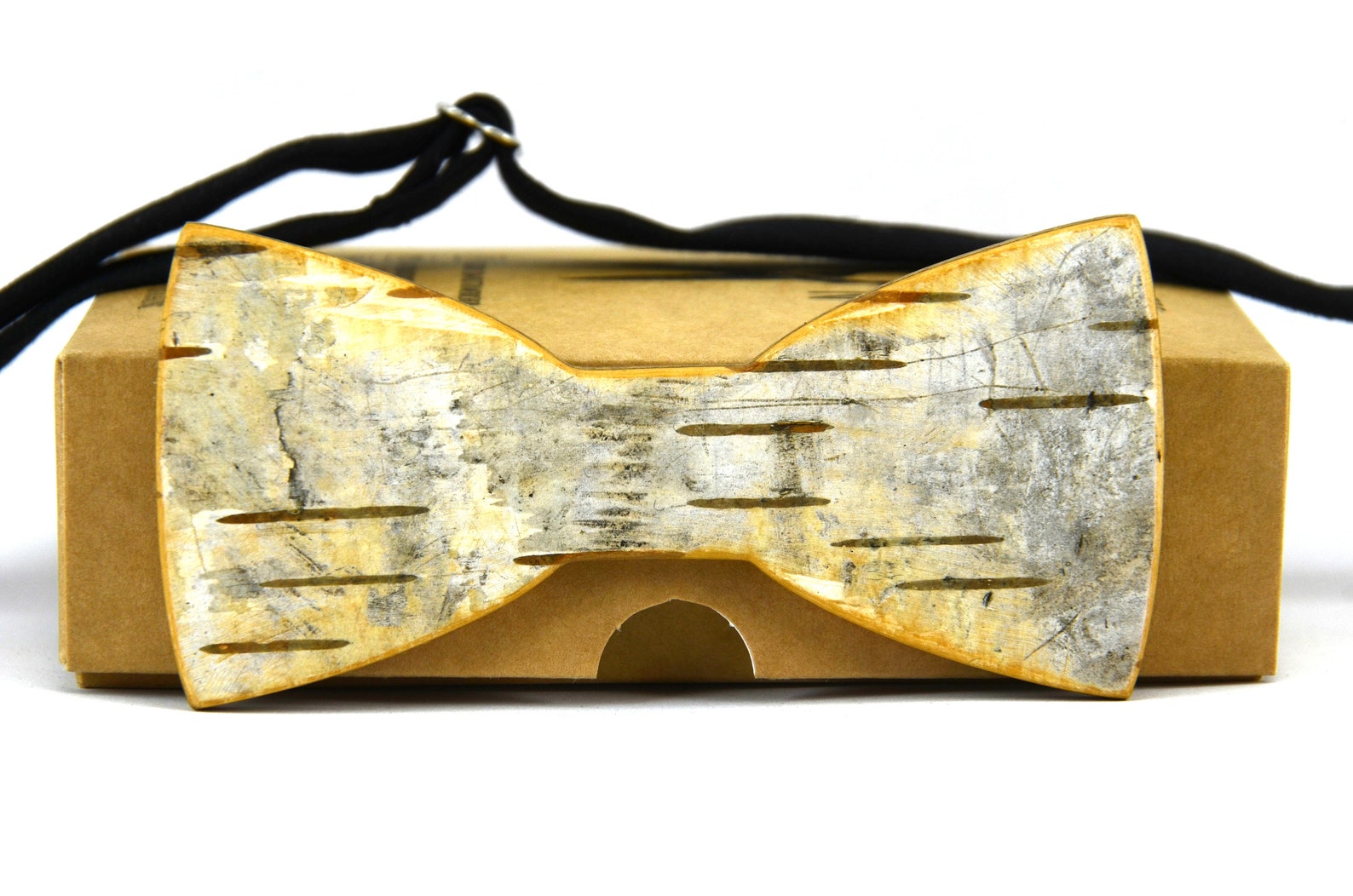 Wooden Birch Bow Tiebirch Barkhandmade Bow Etsy