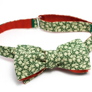 Bow tie green, double-sided bow tie green,brown bow tie, bow tie of cotton,mens green and brown tie,brown bow tie polka,Double-sided bowtie
