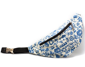 Gürteltasche - Marine - Canvas Tasche, Festival Tasche, Hands Free Tasche, Frühlingslook, Geschenktasche, Reisegürtel, Badetasche