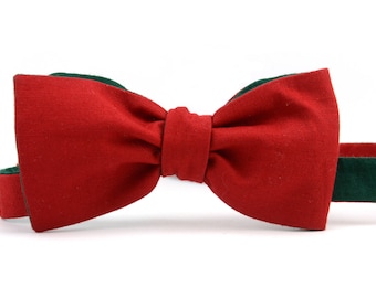 Reversible red Bow Tie,Red bowtie,bow tie cotton,Double sided bow tie,Self bow tie,Men's Bowtie,Mens Red Bowtie,valentina bow tie,Bow Ties