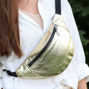 Gold Öko-Leder Bauchtasche,Gürteltasche,Hands Free Tasche, rote Hüfttasche,Bauchtasche,Gürteltasche,