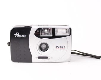 Cámara de película de 35 mm Premier PC-651 vintage, compacta y fácil de usar, para principiantes.