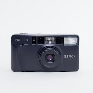 Cámara de película Pentax ESPIO P 35 mm, fabricada en Japón. Compacta y disparadora.