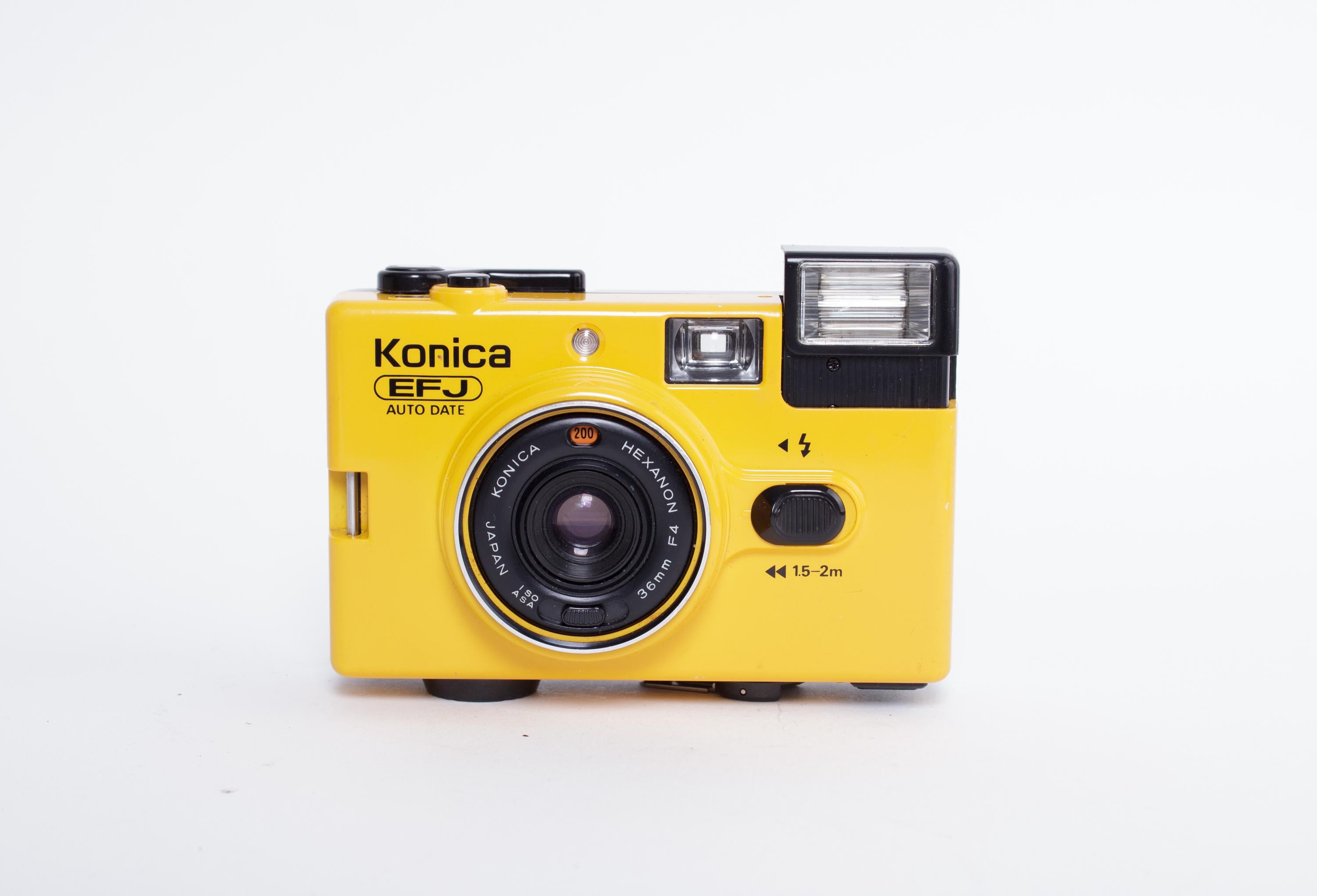 Konica EFJ POP Auto Date Yellow 35mm Film Camera, Hexanon 36mm