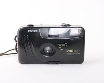 Vintage Konica Pop EFP-8 Black Point and Shoot Camera - Classic 1980s Film Photography