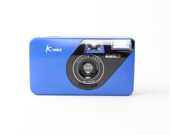 Vintage Konica K-Mini Blue 35mm Film Camera, Retro Point & Shoot