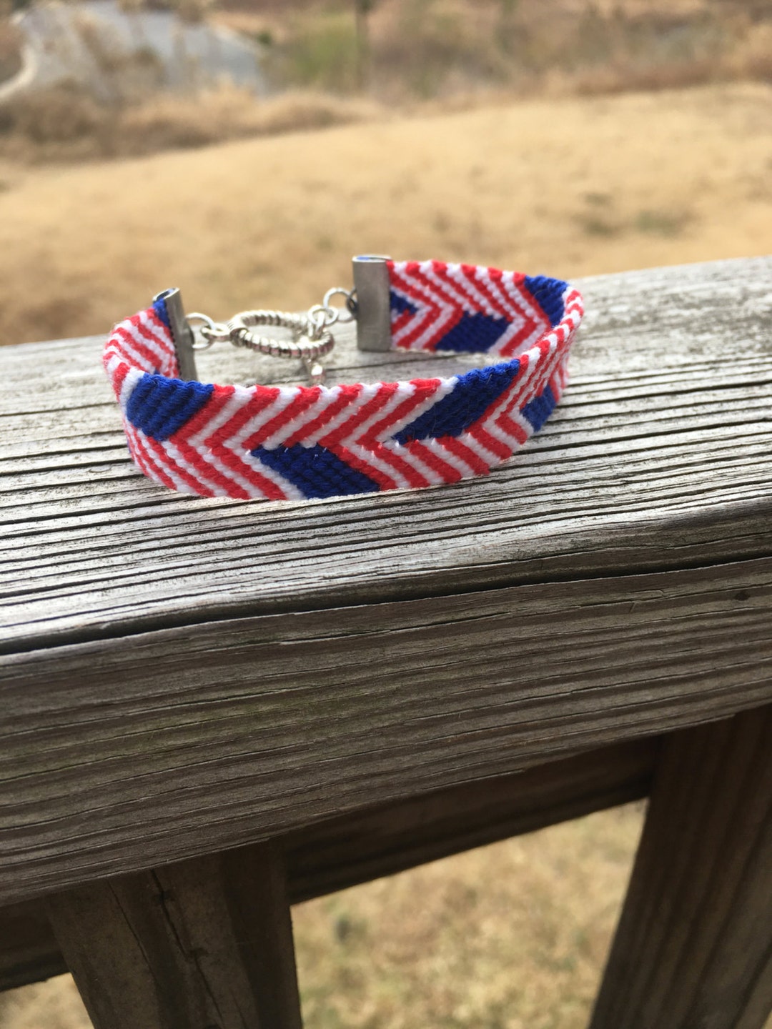 American Flag Friendship Bracelet With Silver Hardware Etsy UK