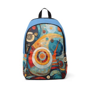 Colorful  Fabric Backpack, Artistic Backpack, Trendy School Bag, Stylish Daypack, Unique Gift for Students
