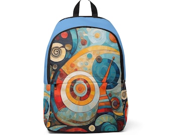 Abstract Art Fabric Backpack: Colorful Unisex School Daypack