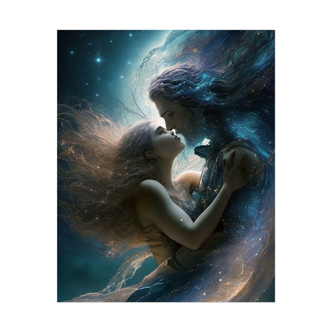 Cosmic Love Giclée Print: Romantic Celestial Couple Art - Etsy