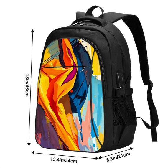 Abstract Art Oxford Backpack: Stylish Travel Laptop Bag With  display picture 2