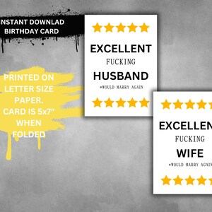 Duas cartas. Cartão, Cartão de agradecimento, Cartão de aniversário, Para esposa, Para marido, Digital, Download instantâneo, Impressão