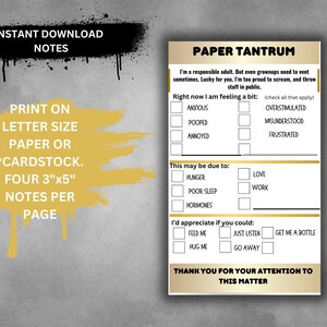 Paper Tantrum Mini Notes: Printable Fun Cards (PDF & JPEG)