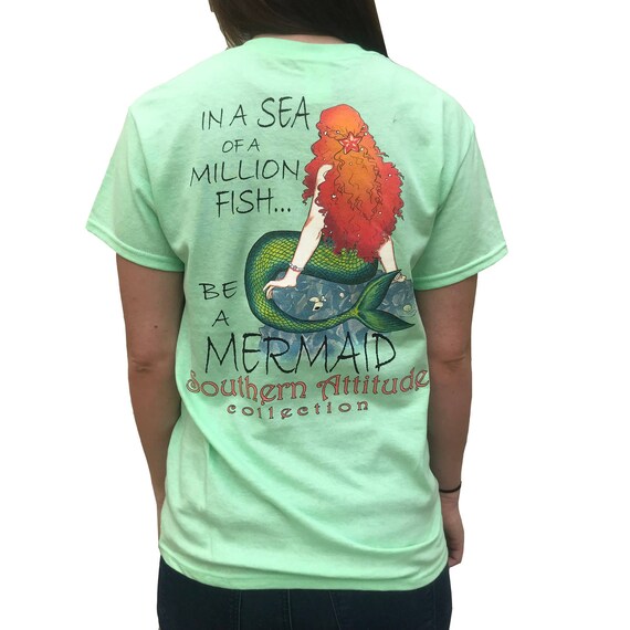 Southern Attitude Salty by Choice Sea Turtles Sea Foam Green Long Sleeve Womens Shirt