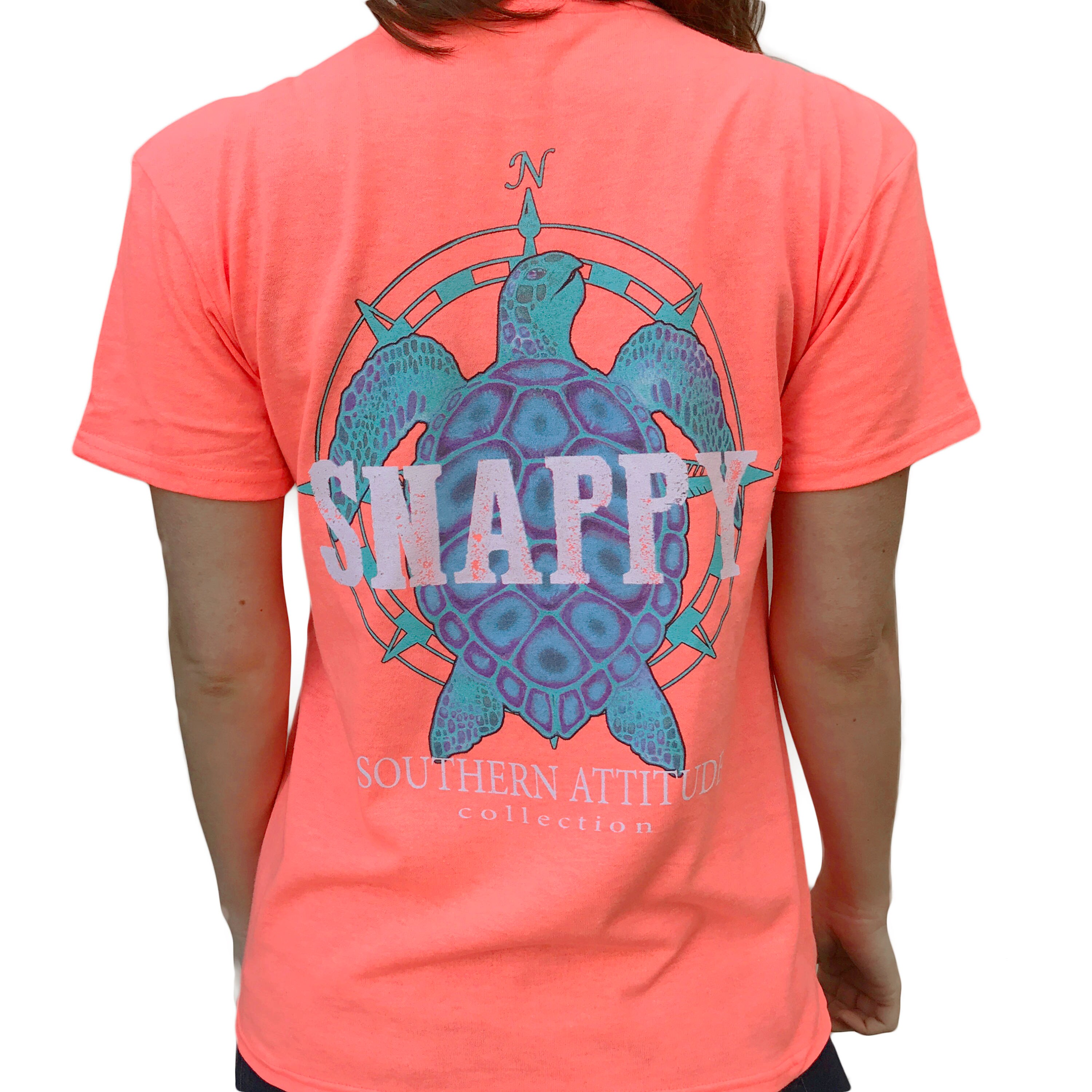 Southern Attitude Nautical Snappy Turtle Heather Coral Short Etsy
