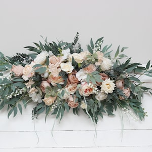 Boho arch flowers  Beige blush pink  flowers Floral arch arrangement Wedding corner swag Faux flowers wedding
