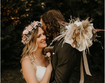 Blush Pink Flower Crown, Wedding Floral Headband