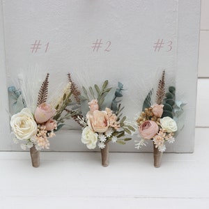 Blush pink beige flower accessories Boutonniere  Wrist corsage Groom Wedding accessories Blush pink wedding