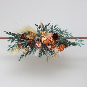 Coral burgundy peach flowers Desert wedding Succulent floral arrangement Fall wedding Boho wedding Wedding faux arch flowers