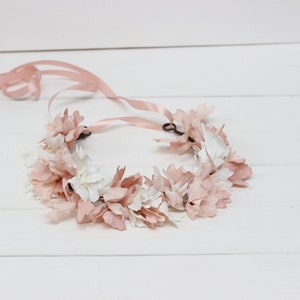Blush pink white floral crown Flower wreath Wedding headpiece  Bridal hairpiece Bridesmaid crown Maternity crown