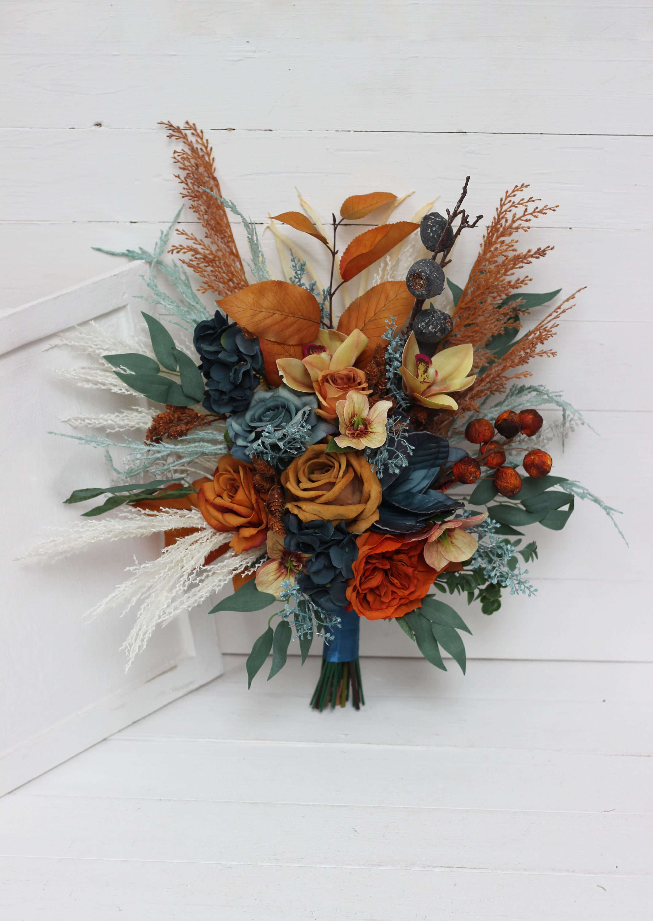 Rust and Teal Wedding Bouquet Etsy