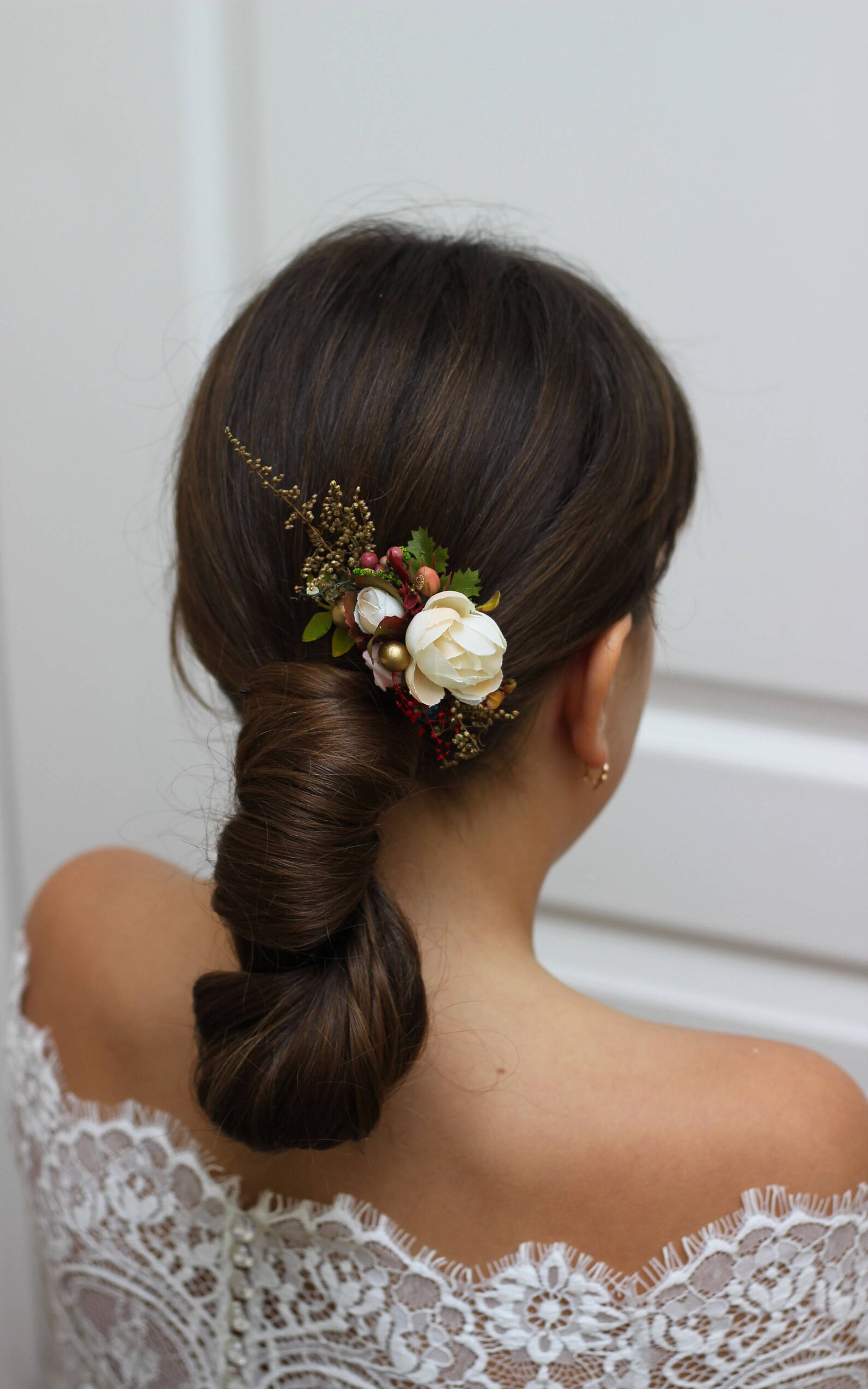 Mustard gold ivory flower comb Hair headpiece Bridal hairpiece Etsy