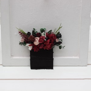 Pocket boutonniere Halloween wedding Burgundy black green beige ivory pocket flowers  Groom Groomsmen Square flowers