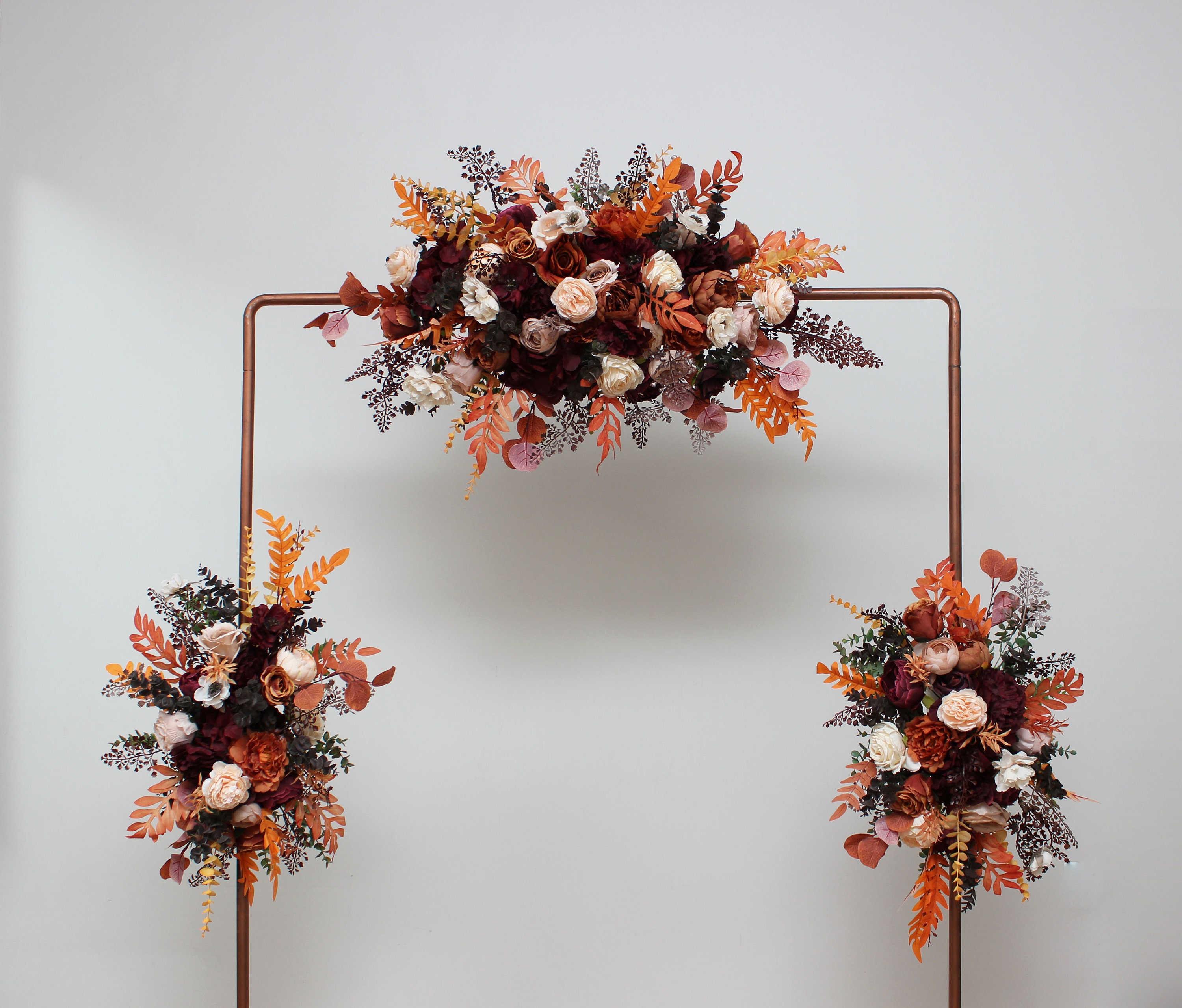 Set of 3 Rust Burgundy Burnt Orange Rust Ivory Flower Arch - Etsy