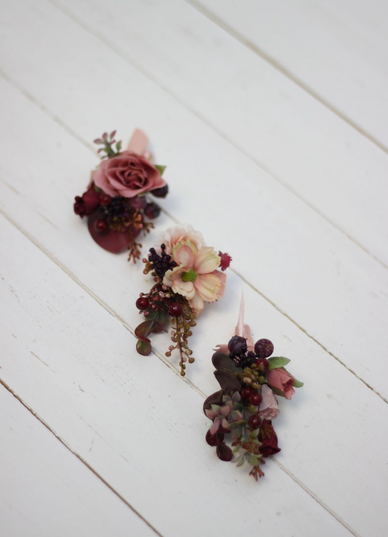 Burgundy dusty rose wedding crown Floral accessories Mommy and me Bridal hairpiece Flower girl headband Boho wedding Bridesmaid hairs