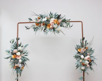 Succulent boho Rust beige white flower arch arrangement Wedding arch decor Faux flowers wedding arrangement Flower tie back Archway