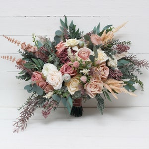 Boho bouquet Dusty rose cream blush pink flowers Bridal bouquet Faux bouquet  Bridesmaid bouquet  Boho wedding