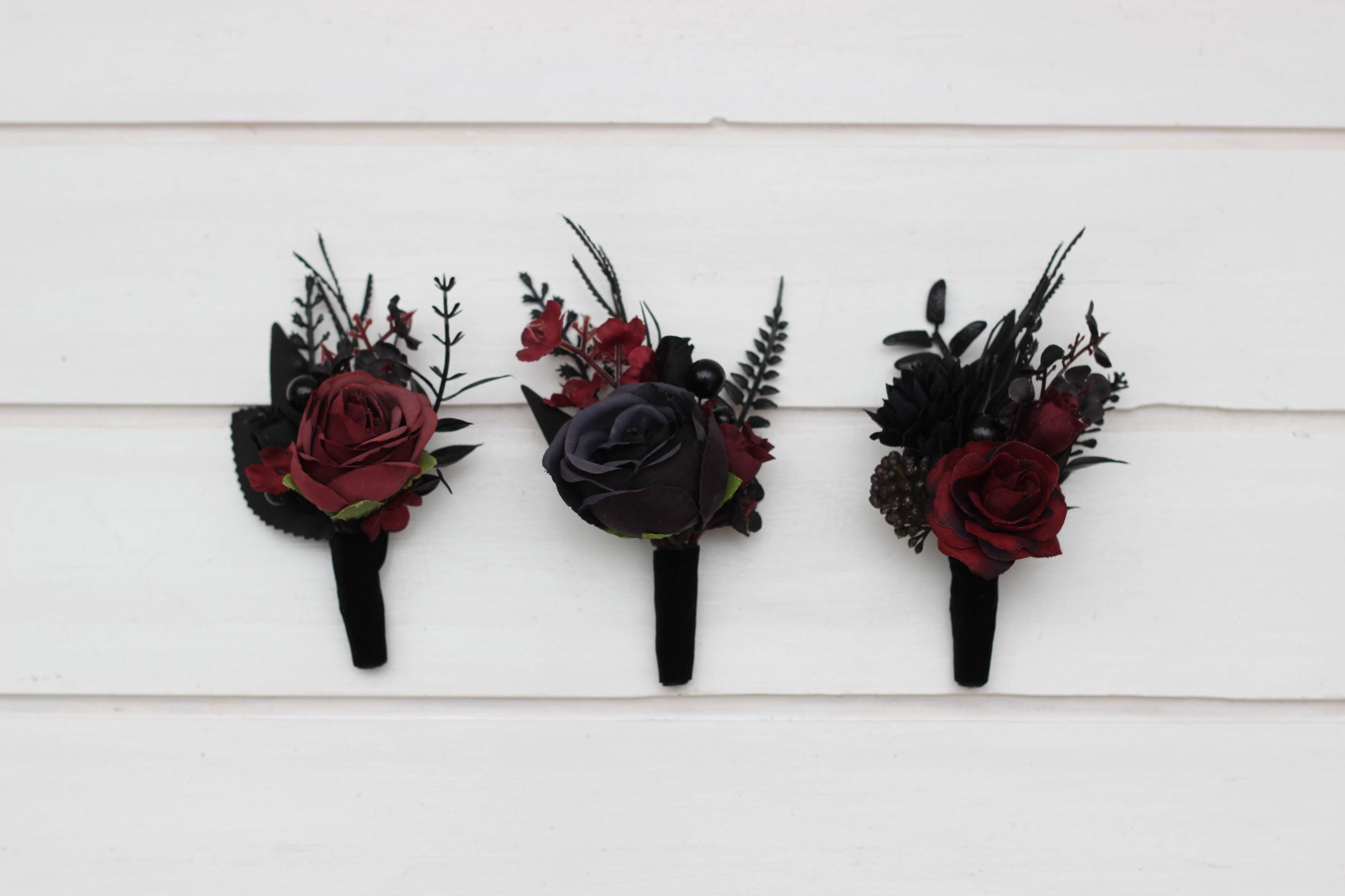 Burgundy Black Flowers Flower Accessories Boutonniere Buttonhole