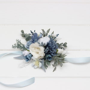 Dusty blue white flower crown Floral crown Flower headpiece Maternity Bridal hair wreath Flower girl Bridesmaid Hair flowers Corsage