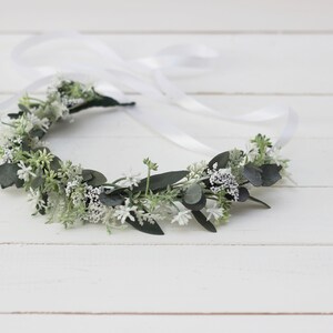 SALE Crown for flower girl Baby crown Eucalyptus floral accessories Wedding flower crown Bridal headpiece Bridesmaid Leaves headband image 5