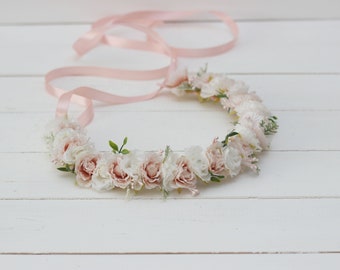 SALE! Blush pink ivory rose/flower crown/Flower girl crown/Flower hair wreath/Wedding flower crown/Floral crown/Toddler flower crown