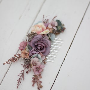 Pastel flower hair pins Dusty rose wedding Flower girl headpiece Floral hairpiece Wedding flowers Bridesmaid hair Comb