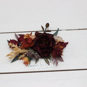 Rust burgundy cinnamon flowers Floral comb Floral headpiece Bridal flower clip Fall wedding flowers Hair comb wedding hair accessories