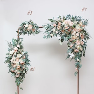 Boho wedding  Beige white blush pink flowers flowers Archway flowers Pergola flowers Wedding arch arrangement